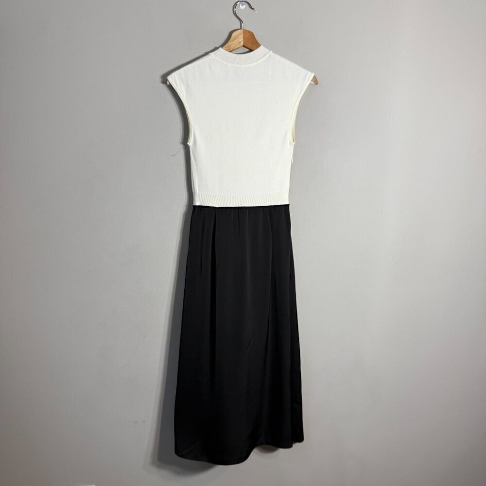 Hugo Boss Ferdola Mixed Media Midi Dress Women's XS Ivory Black Career Chic NWOT - Picture 6 of 16